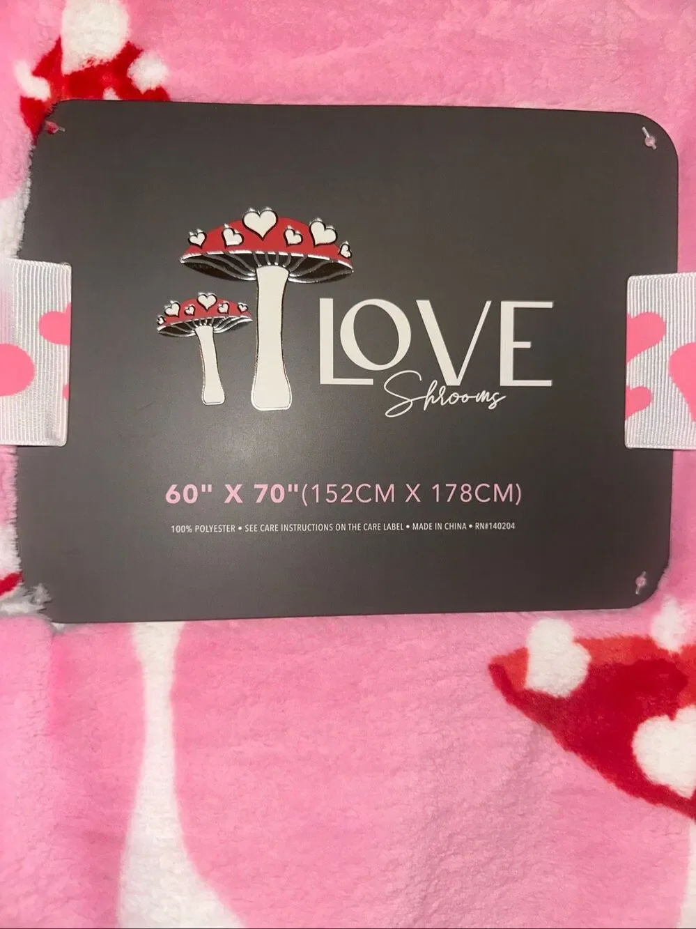 Christmas Mushroom Hearts Luxury Plush Throw Blanket Barbie Pink Christmas tree